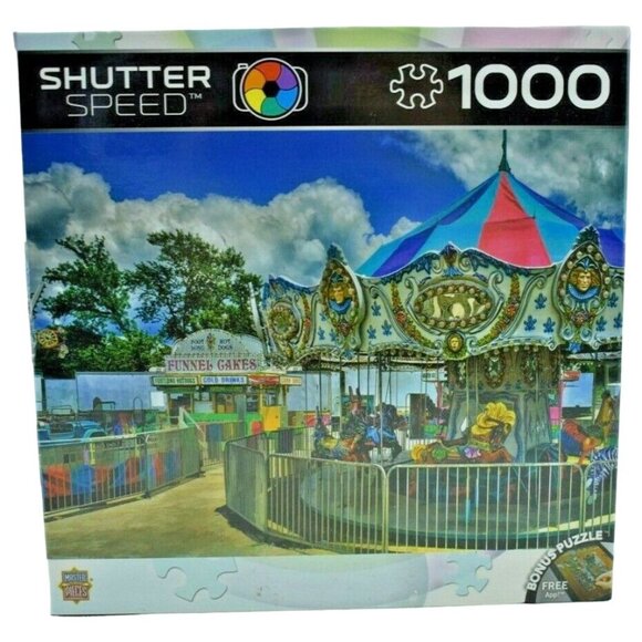 Master Pieces Shutter Speed Joyride Carousel 1000 pc Jigsaw Puzzle Complete - Picture 1 of 9